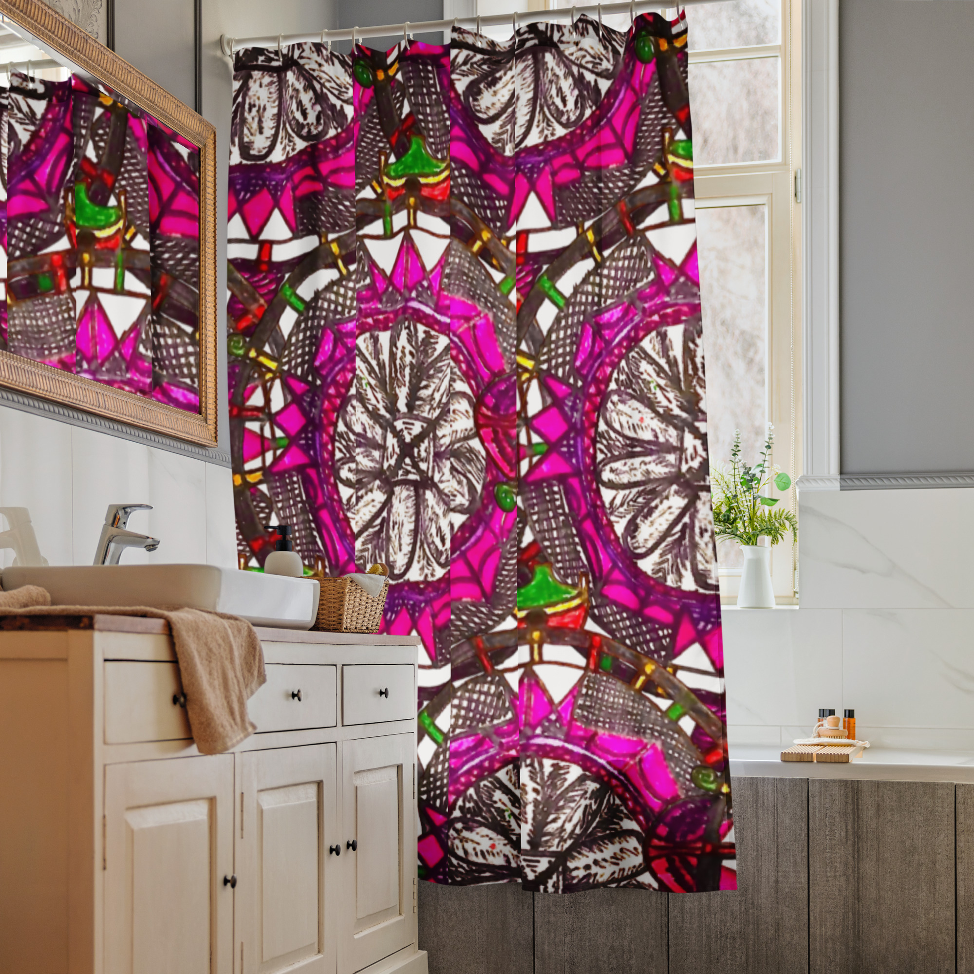 Cosmic plate Shower curtain